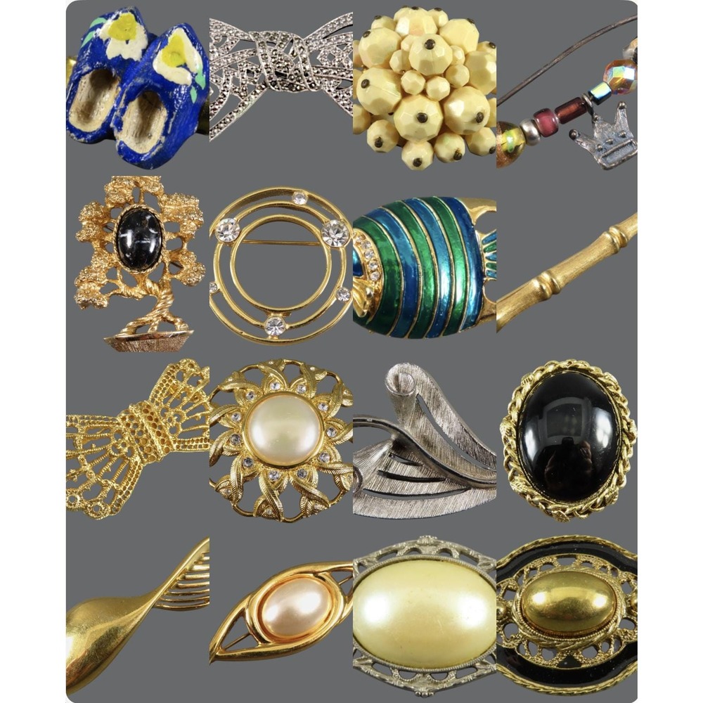 Lot/16 Vtg Brooch Brooches Trifari, Monet, Napier 1928 Liz Claiborne Rhinestones